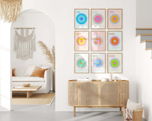Angel Numbers Poster · Geschenkidee · 111 222 333 444 555 666 777 888 999 · Dekoprint ohne Rahmen