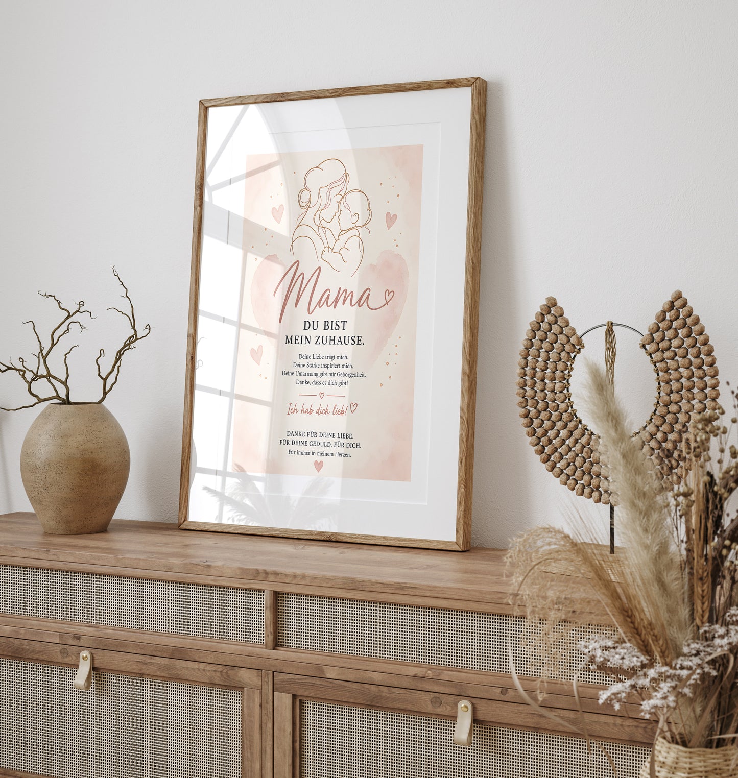 Muttertag Poster Mama & Kind Herz · Geschenk für Mama · Liebe Spruch Poster · Familie Wanddeko · Print ohne Rahmen