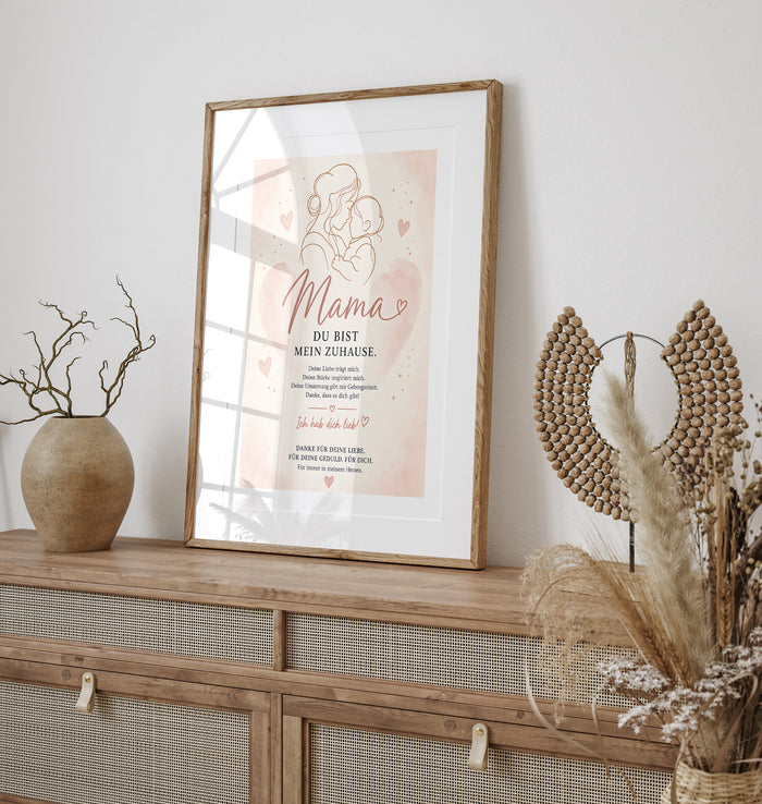 Muttertag Poster Mama & Kind – Premium Baumwolle