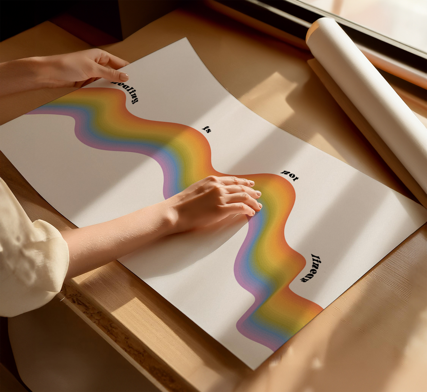 Healing Poster · Geschenkidee · Regenbogen Typografie · Minimalistische Wandkunst · Dekoprint ohne Rahmen