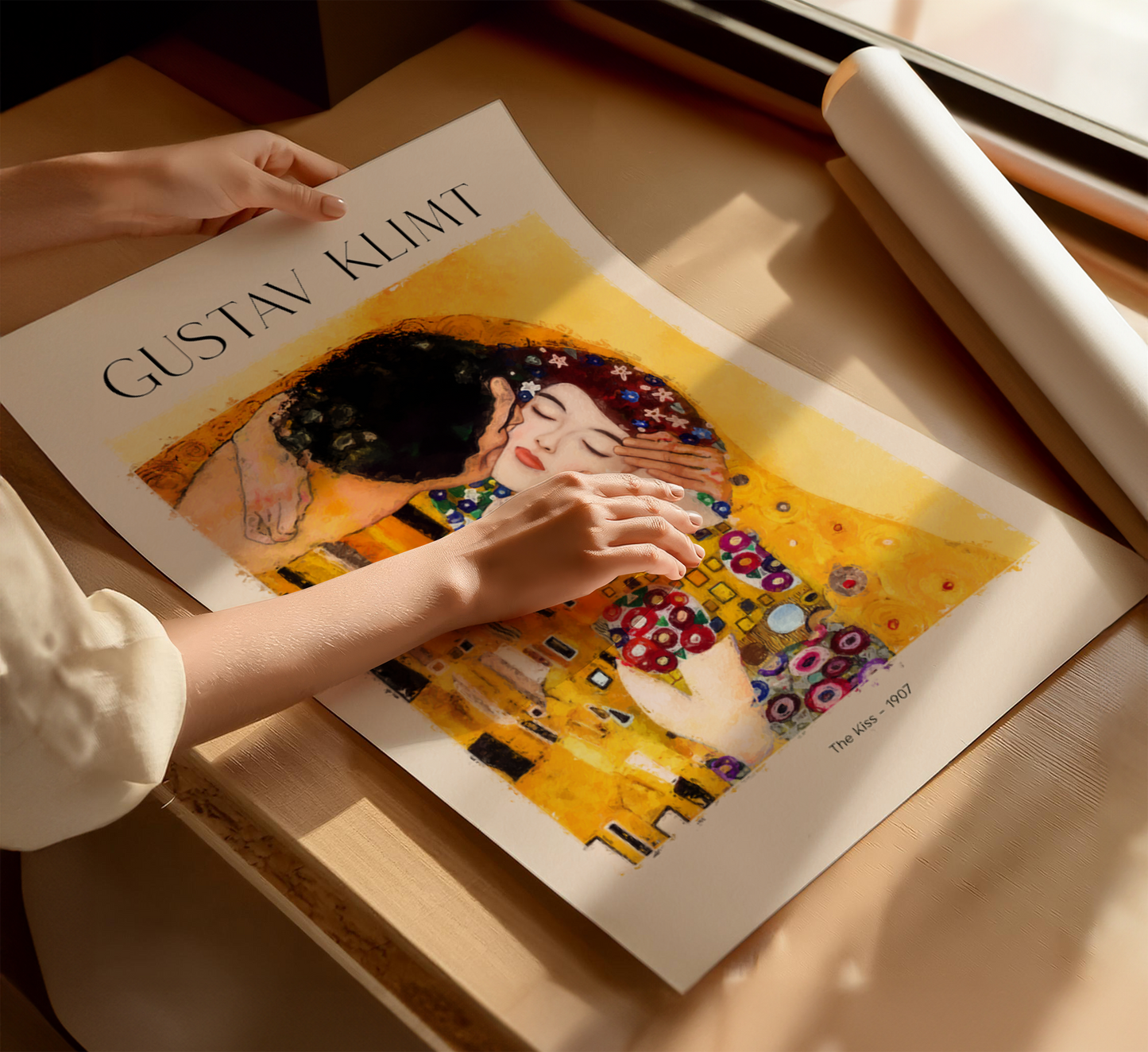 Gustav Klimt Poster · Geschenkidee · Der Kuss Goldene Kunst Ikonische Jugendstil Wandkunst · Dekoprint ohne Rahmen