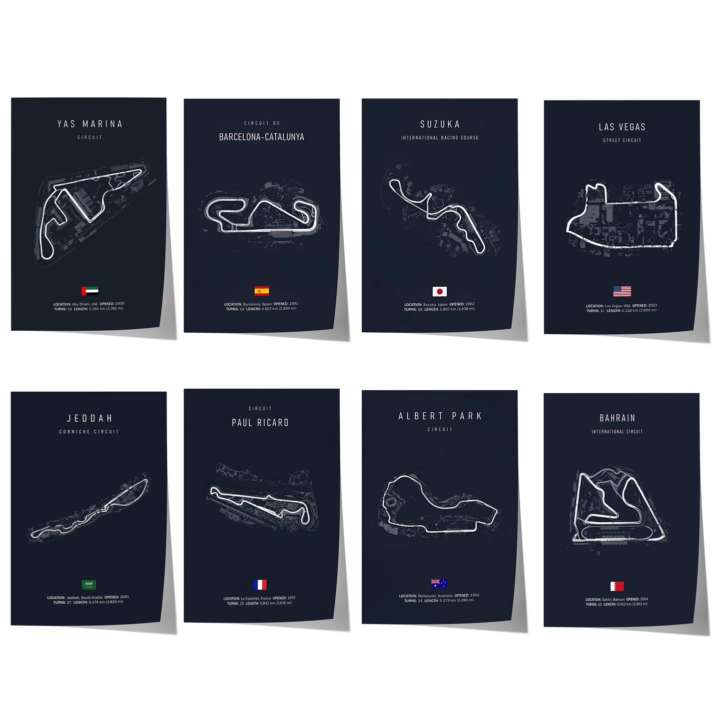 Formel 1 Rennstrecken Poster 2026 · Geschenkidee · Deko Print ohne Rahmen