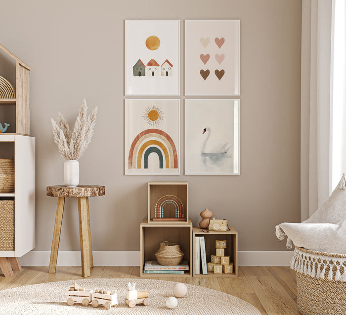 Boho Kinderzimmer Poster aus Premium Baumwolle