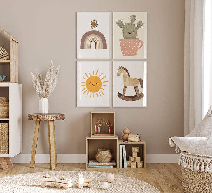 Boho Kinderzimmer Poster – Edler Baumwoll-Canvas
