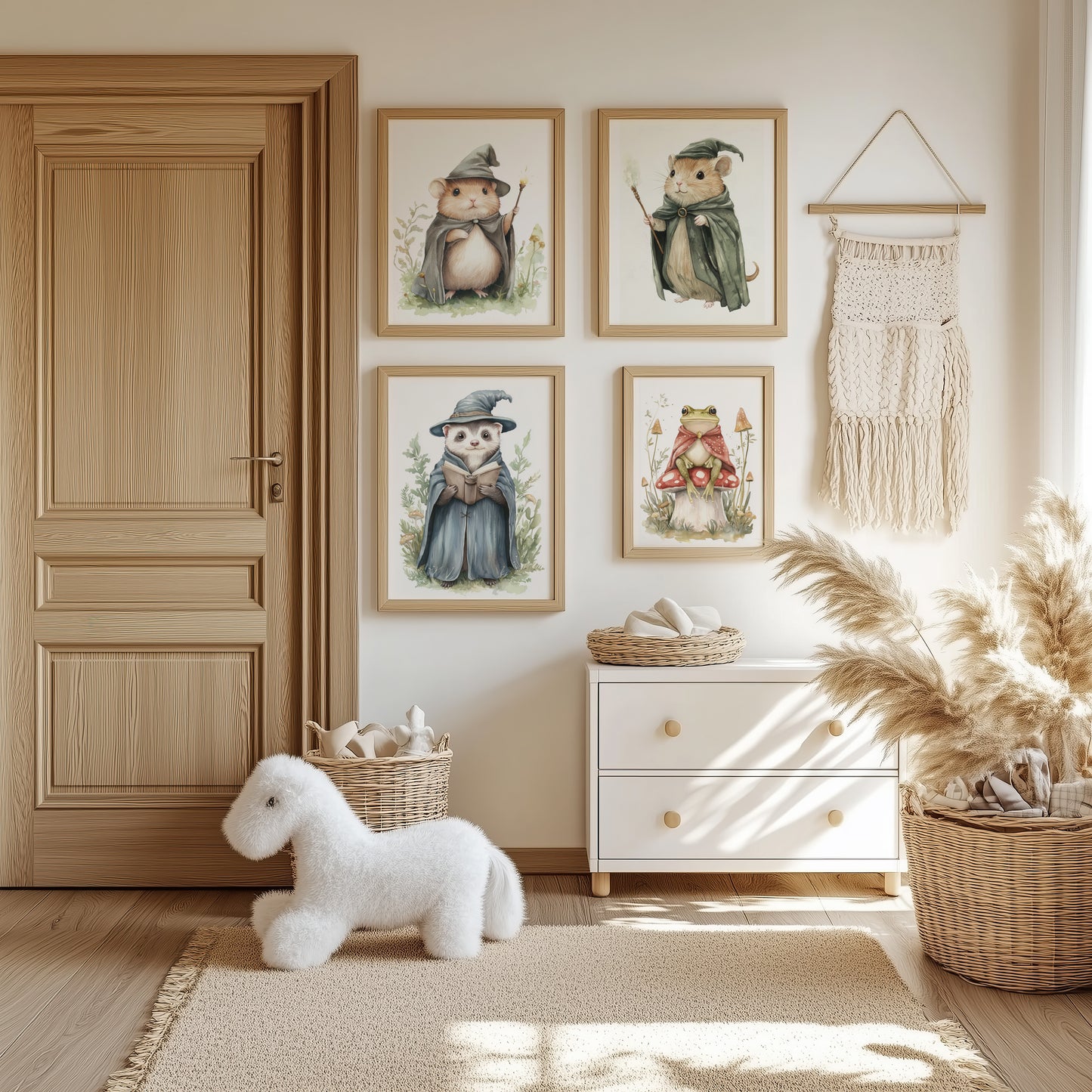 Magisch Waldtiere Kinderzimmer Aquarell Maus Frettchen Frosch Poster · Kinderzimmer Bilder · Wand Deko · Kunst Druck · Deko Print ohne Rahmen