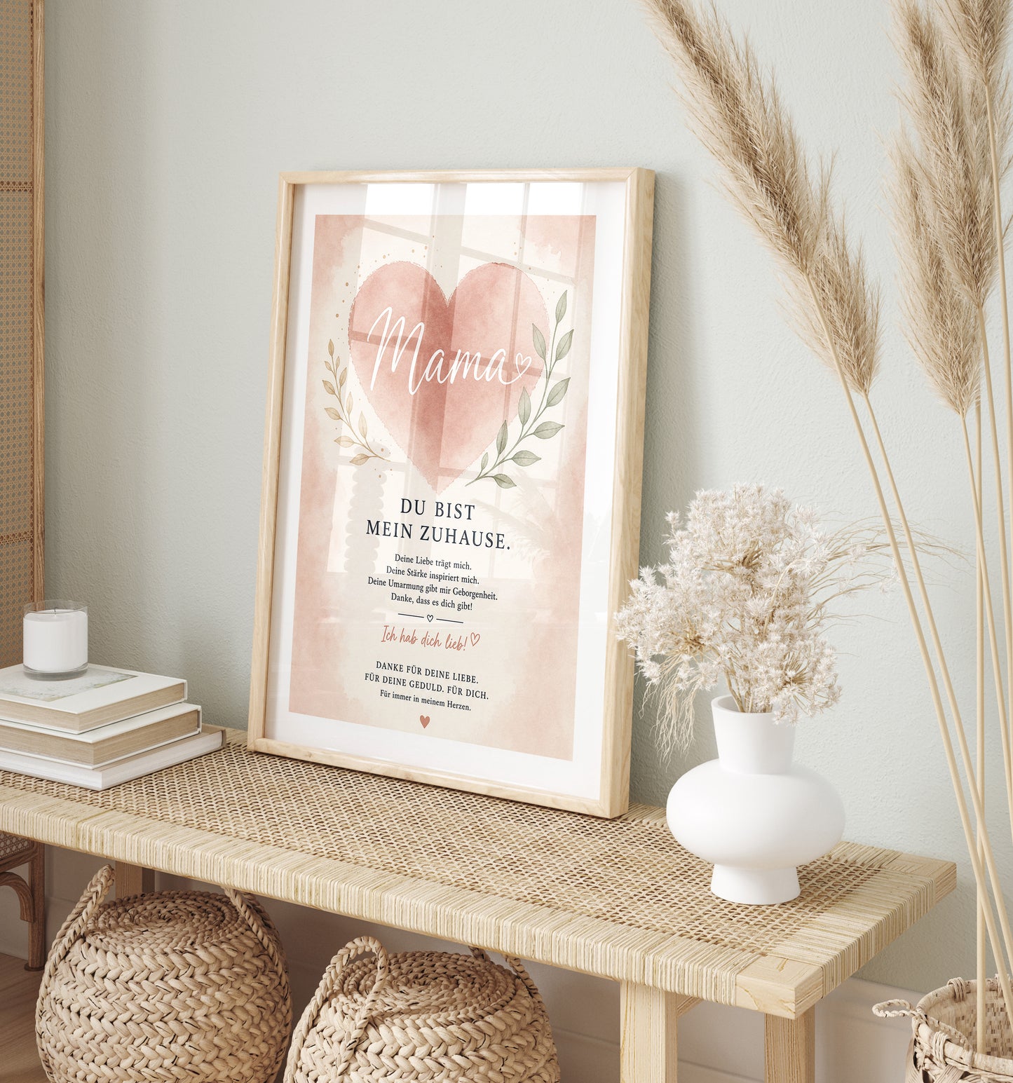 Muttertag Poster Mama Herz · Geschenk für Mama · Liebe Spruch Poster · Wanddeko Familie · Print ohne Rahmen