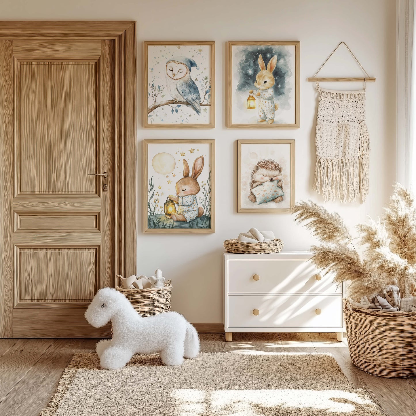 Süßes Waldtiere Poster · Geschenkidee · Schlafende Waldtier Aquarell Illustration · Kinderzimmer Wanddeko · Print ohne Rahmen