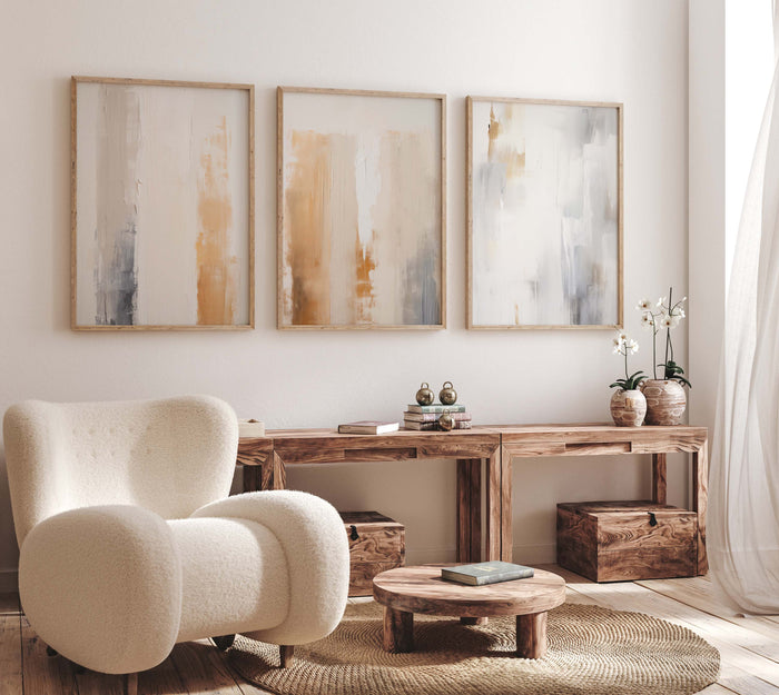 Linienkunst-Poster in Beige und Grau