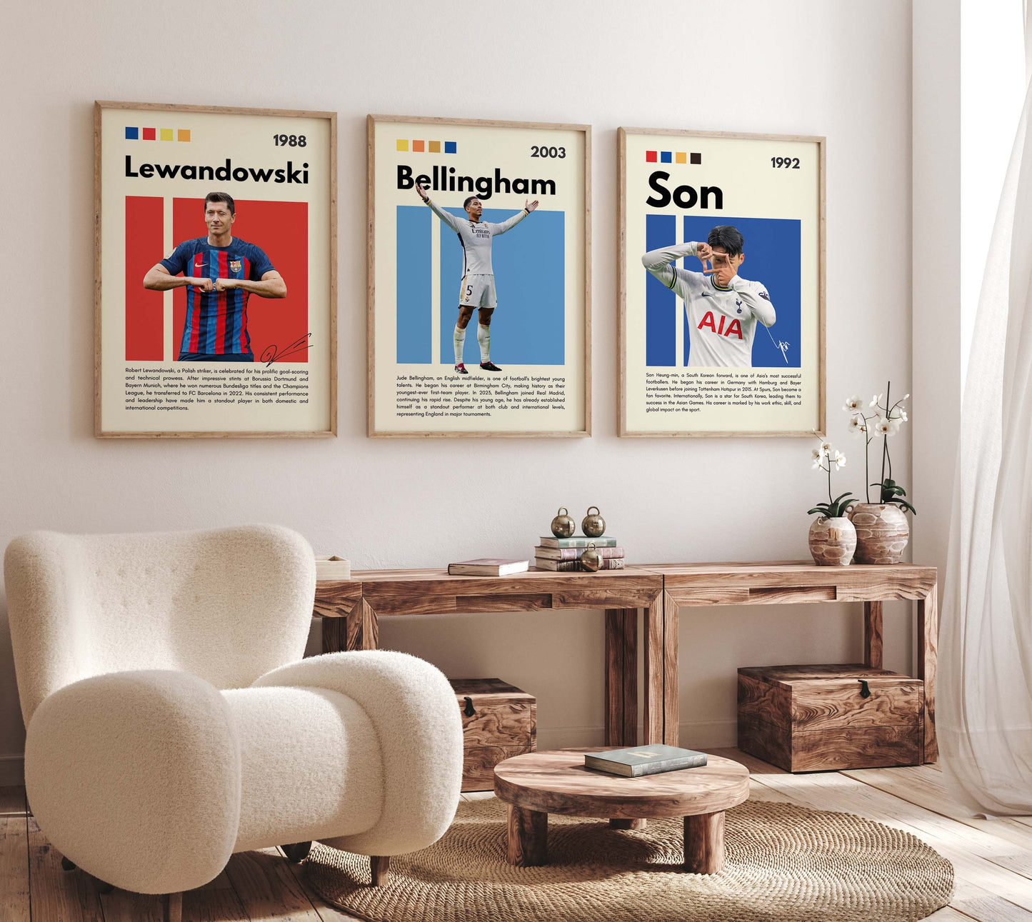 Fußball Stars Poster · Salah Marquinhos De Bruyne Son Bellingham Lewandowski · Sport Wanddeko · Print ohne Rahmen