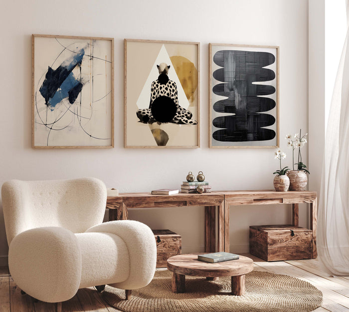 JUSTGOODMOOD Abstraktes Poster – Edles Baumwoll-Canvas