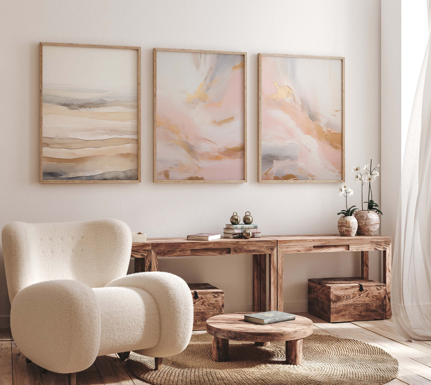 Abstrakte Beige Rosé Poster · Geschenkidee · Sanfte Texturkunst und Moderne Minimalistische Kompositionen · Dekoprint ohne Rahmen