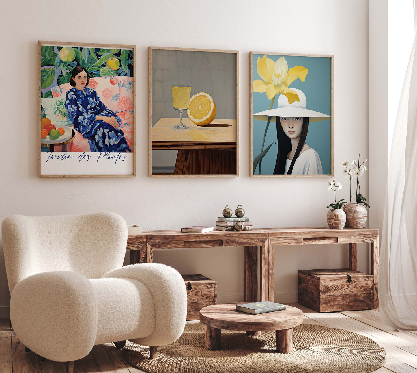 Mediterrane Kunst Poster · Geschenkidee · Moderne Porträts Stillleben und Farbenfrohe Illustrationen · Dekoprint ohne Rahmen