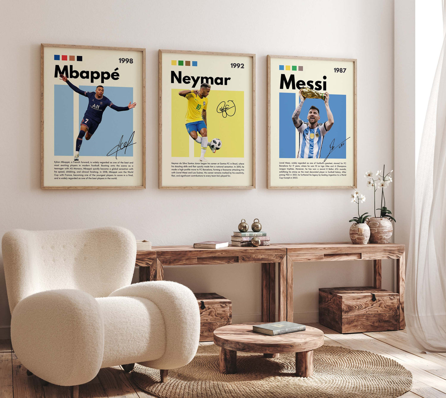 Fußball Stars Poster · Mbappé Neymar Messi Hakimi Haaland Yamal · Sport Wanddeko · Print ohne Rahmen