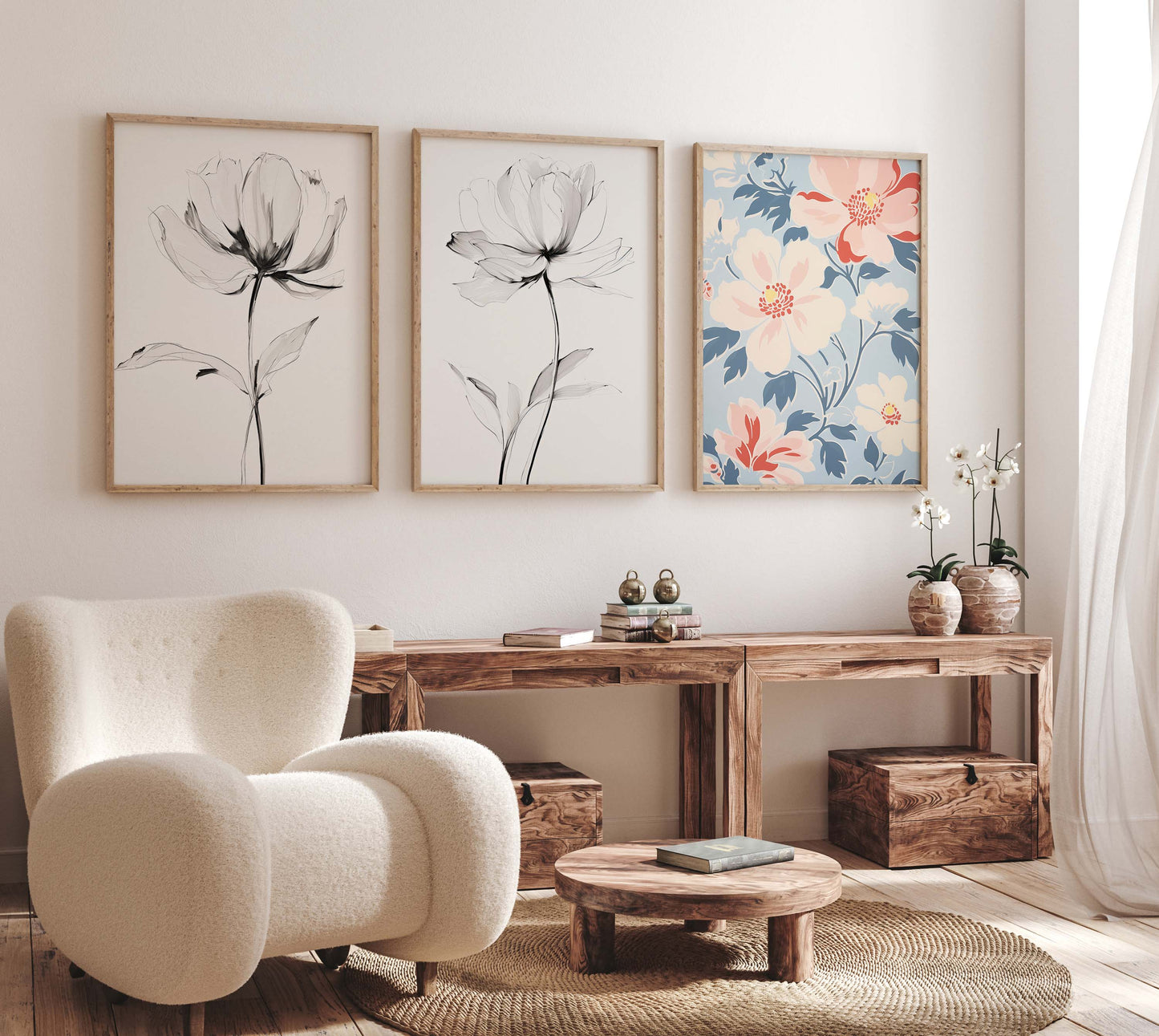 Blumen Poster · Geschenkidee · Moderne Blütenillustrationen und Ausdrucksstarke Floralkunst · Dekoprint ohne Rahmen