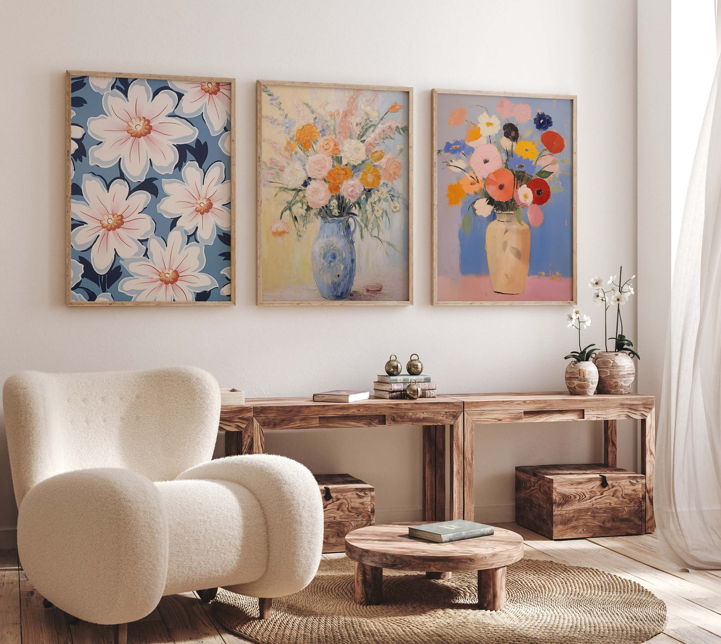 Blumen Poster · Geschenkidee · Bunte Wildblumen · Florale Aquarellmalerei · Vintage Stil · Dekoprint ohne Rahmen