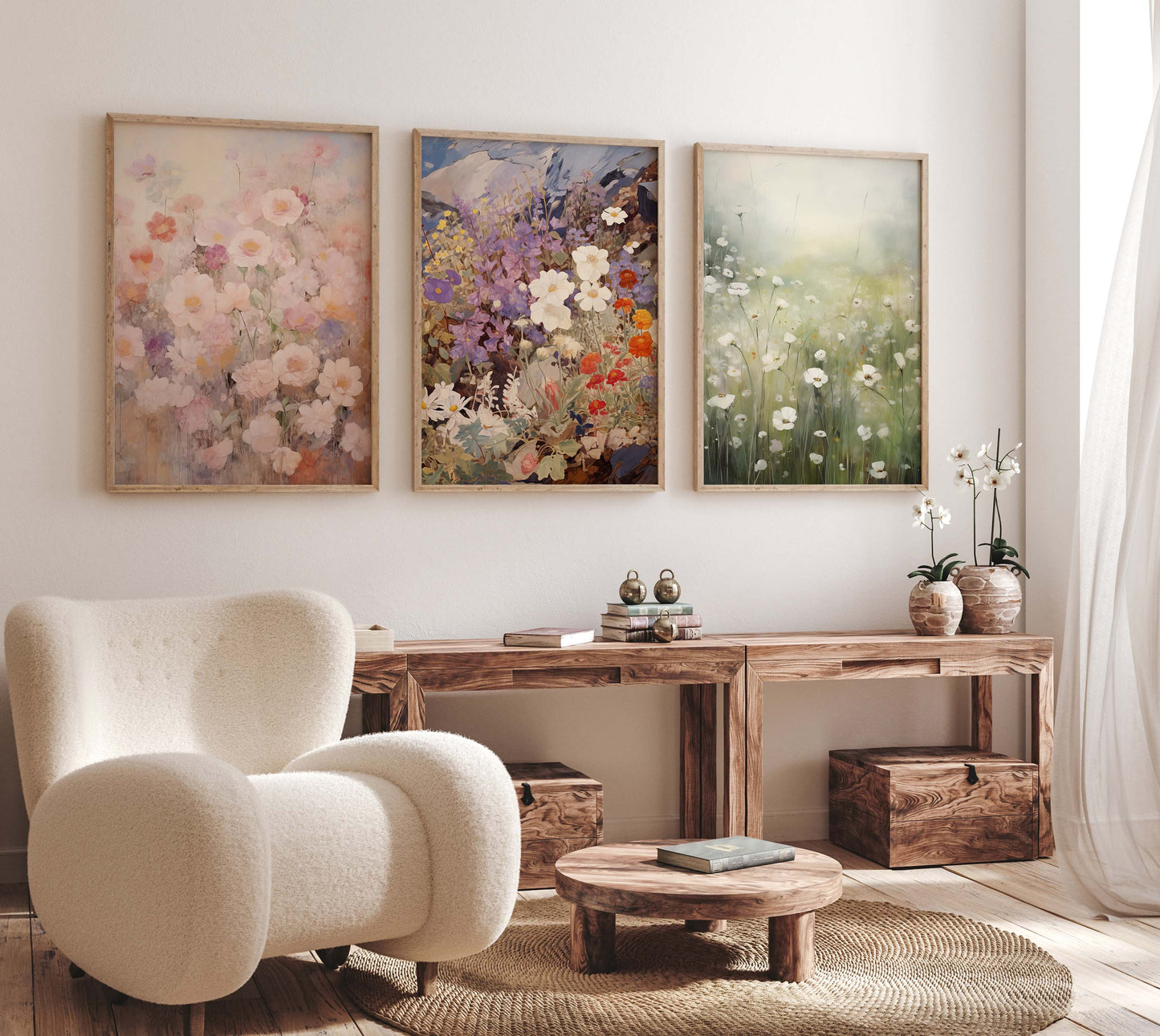 Blumen Poster · Geschenkidee · Wildblumen Wiesenblüten und Florale Naturkunst · Dekoprint ohne Rahmen