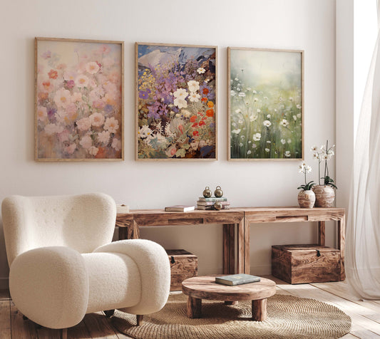 Blumen Poster · Geschenkidee · Wildblumen Wiesenblüten und Florale Naturkunst · Dekoprint ohne Rahmen