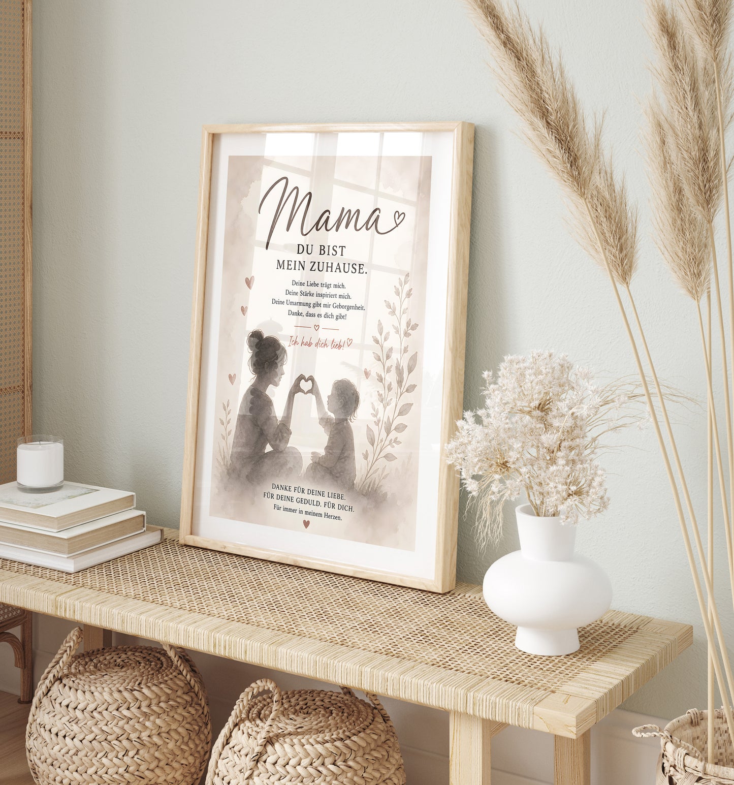 Muttertag Poster Mama & Kind · Geschenk für Mama · Liebe Spruch Poster · Familie Wanddeko · Print ohne Rahmen