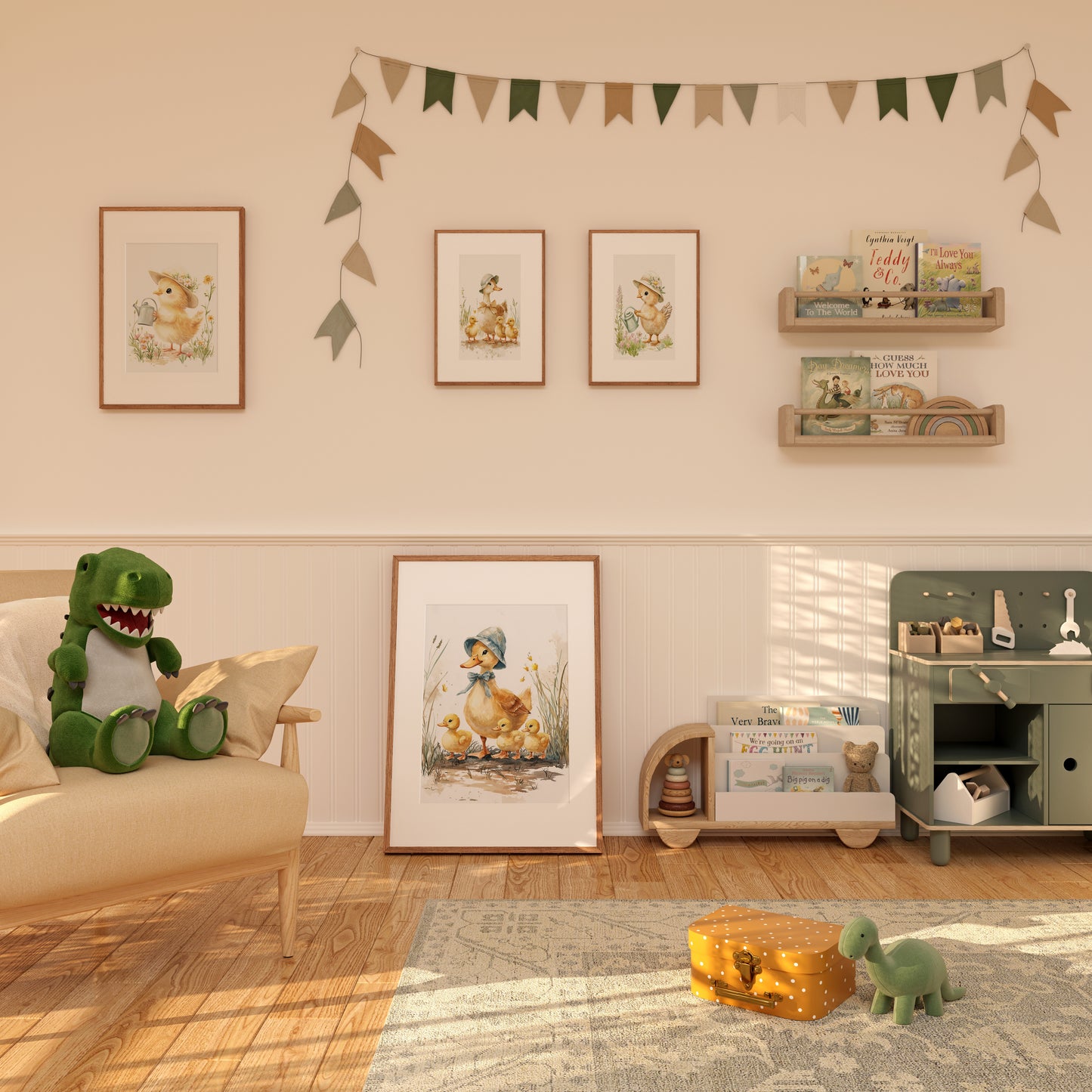 Enten Kinderzimmer Süß Sommer Aquarell Ente Küken Poster · Kinderzimmer Bilder · Wand Deko · Kunst Druck · Deko Print ohne Rahmen