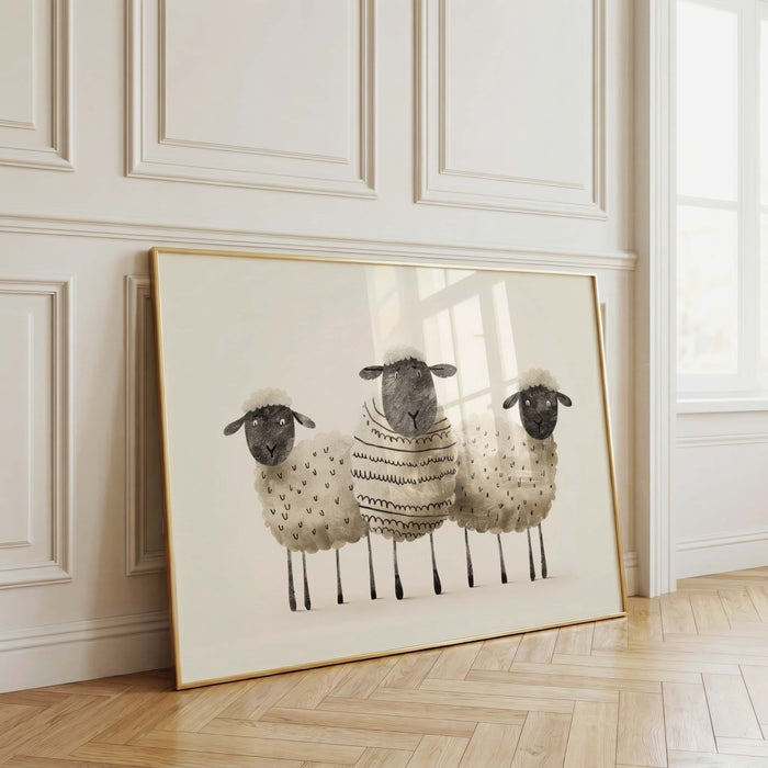 Bauernhof Tiere Poster – Hase, Schaf und Gans Deko