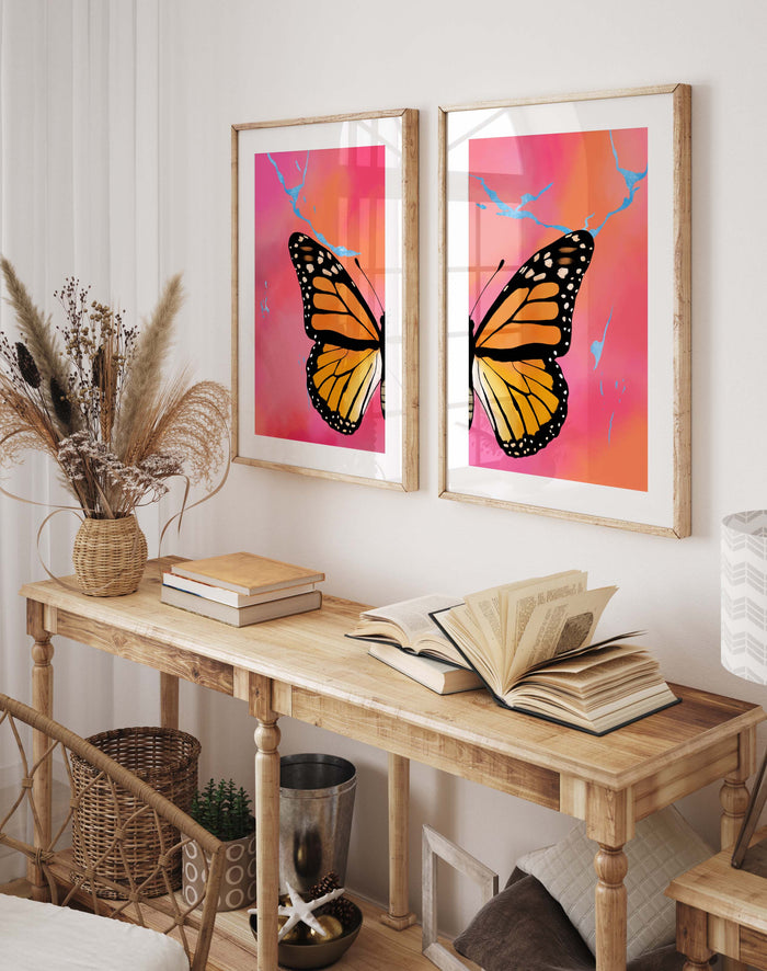 JUSTGOODMOOD Orange Butterfly Poster – Edle Wanddeko
