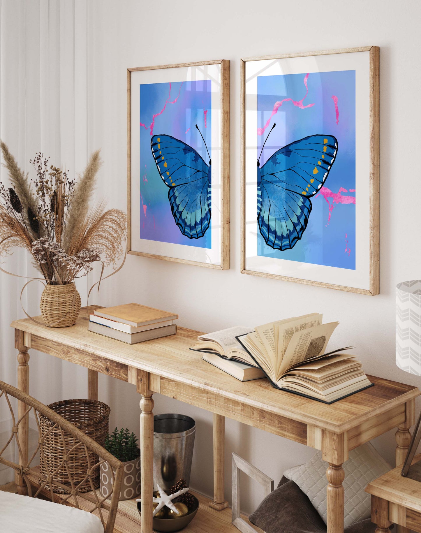 Blue Butterfly Wings Poster · Geschenkidee · Minimalistisches Butterfly Style Design · Urban Kunst · Moderne Wanddeko · Print ohne Rahmen
