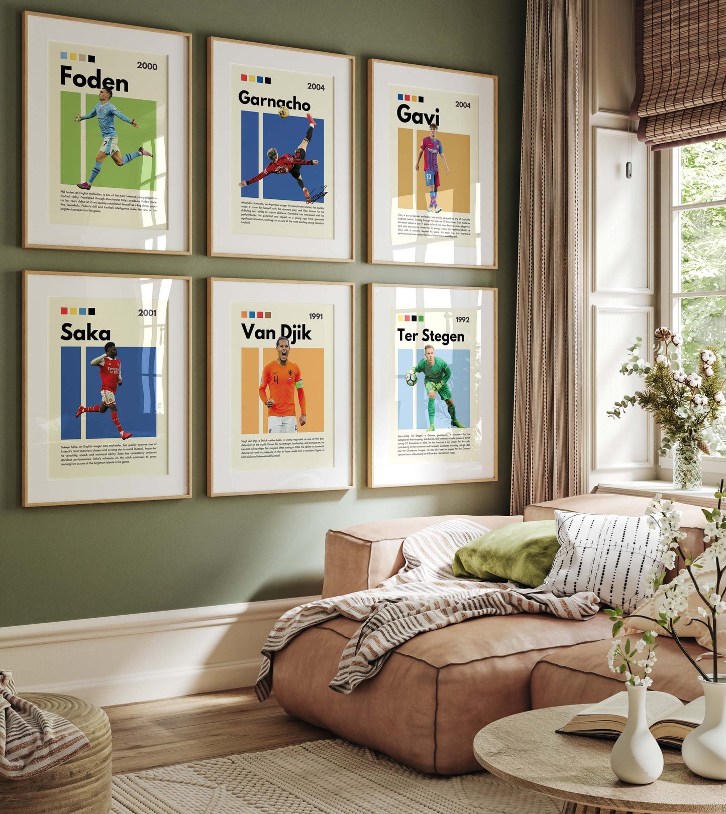 Fußball Stars Poster · Foden Garnacho Gavi Saka Van Dijk Ter Stegen · Sport Wanddeko · Print ohne Rahmen