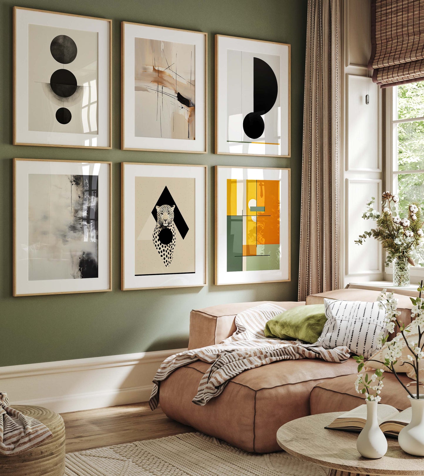 Moderne Abstrakte Kunst Poster · Geschenkidee · Geometrische Schwarz Beige Wandbilder für Wohnzimmer Büro Schlafzimmer · Print ohne Rahmen