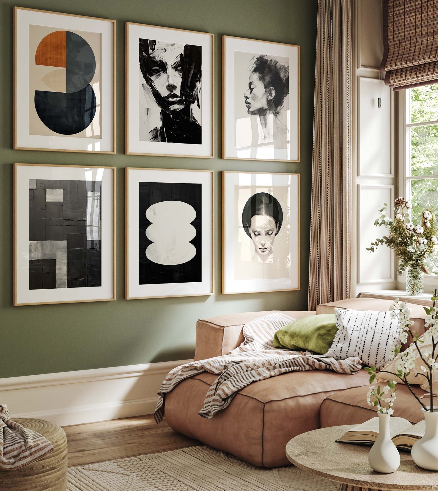 Abstrakte Moderne Poster · Geschenkidee · Schwarz Beige Geometrische Wandkunst · Minimalistische Kunst für Wohnzimmer Schlafzimmer · Print ohne Rahmen