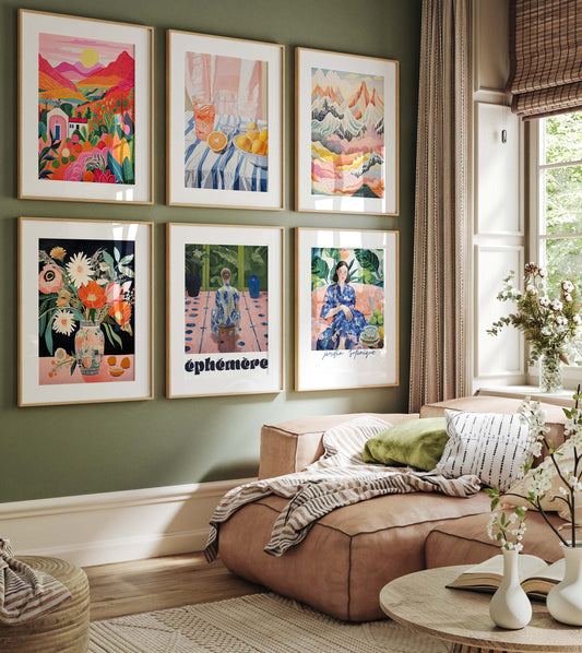 Mediterrane Kunst Poster · Geschenkidee · Moderne Stillleben Landschaften und Farbenfrohe Illustrationen · Dekoprint ohne Rahmen