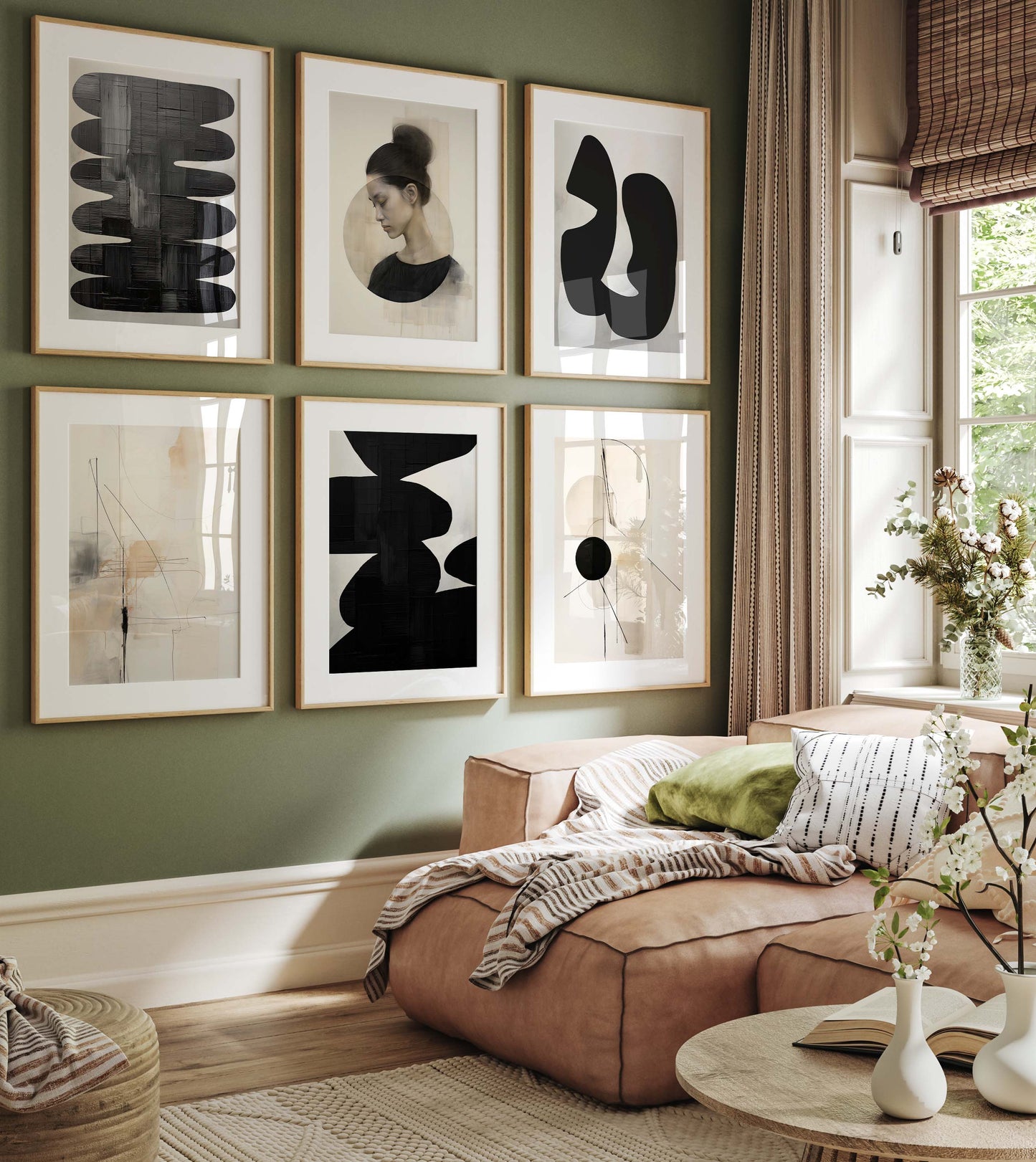 Abstrakte Moderne Poster · Geschenkidee · Minimalistische Schwarz Beige Wandkunst · Geometrische Kunst für Wohnzimmer · Print ohne Rahmen