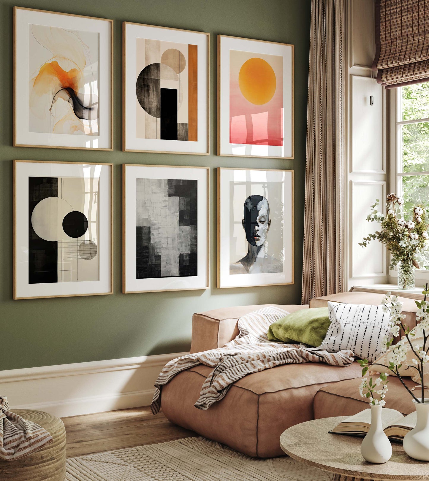 Moderne Abstrakte Kunst Poster · Geschenkidee · Geometrische Schwarz Beige Wandbilder für Wohnzimmer Büro Schlafzimmer · Print ohne Rahmen