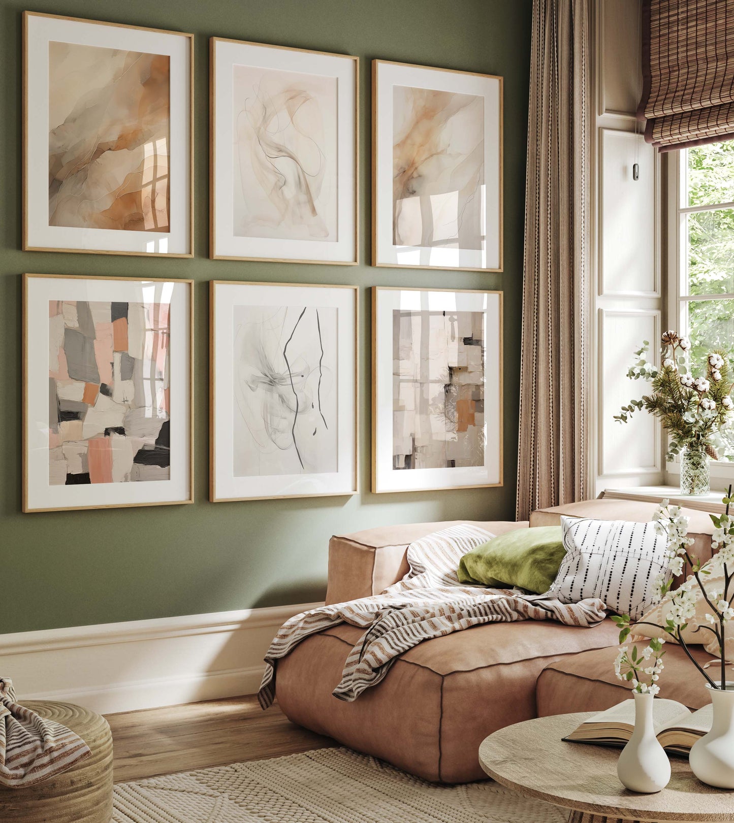 Abstrakte Beige Poster · Geschenkidee · Organische Formen und Moderne Texturkunst in Sanften Naturtönen · Dekoprint ohne Rahmen