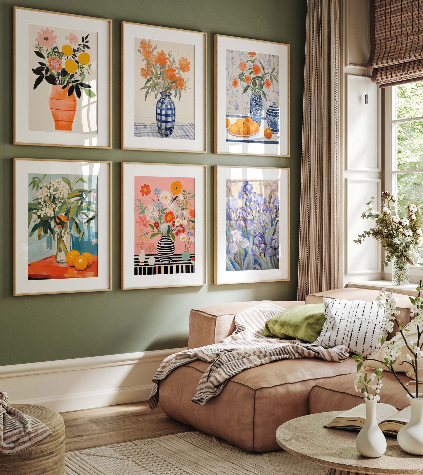Blumen Poster · Geschenkidee · Farbenfrohe Blumenvasen und Künstlerische Floralkunst im Modernen Stil · Dekoprint ohne Rahmen