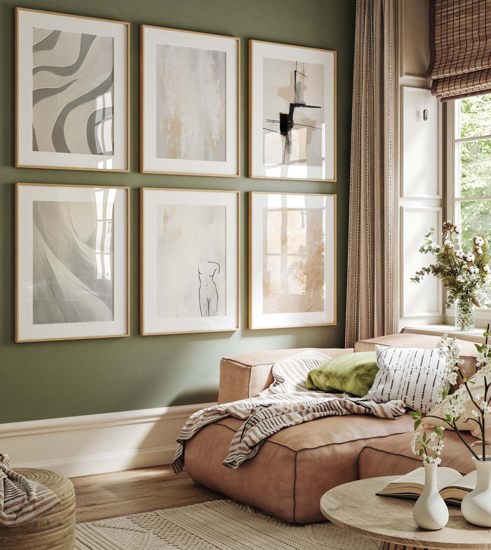 Geometrische Poster in Beige, Schwarz & Grau