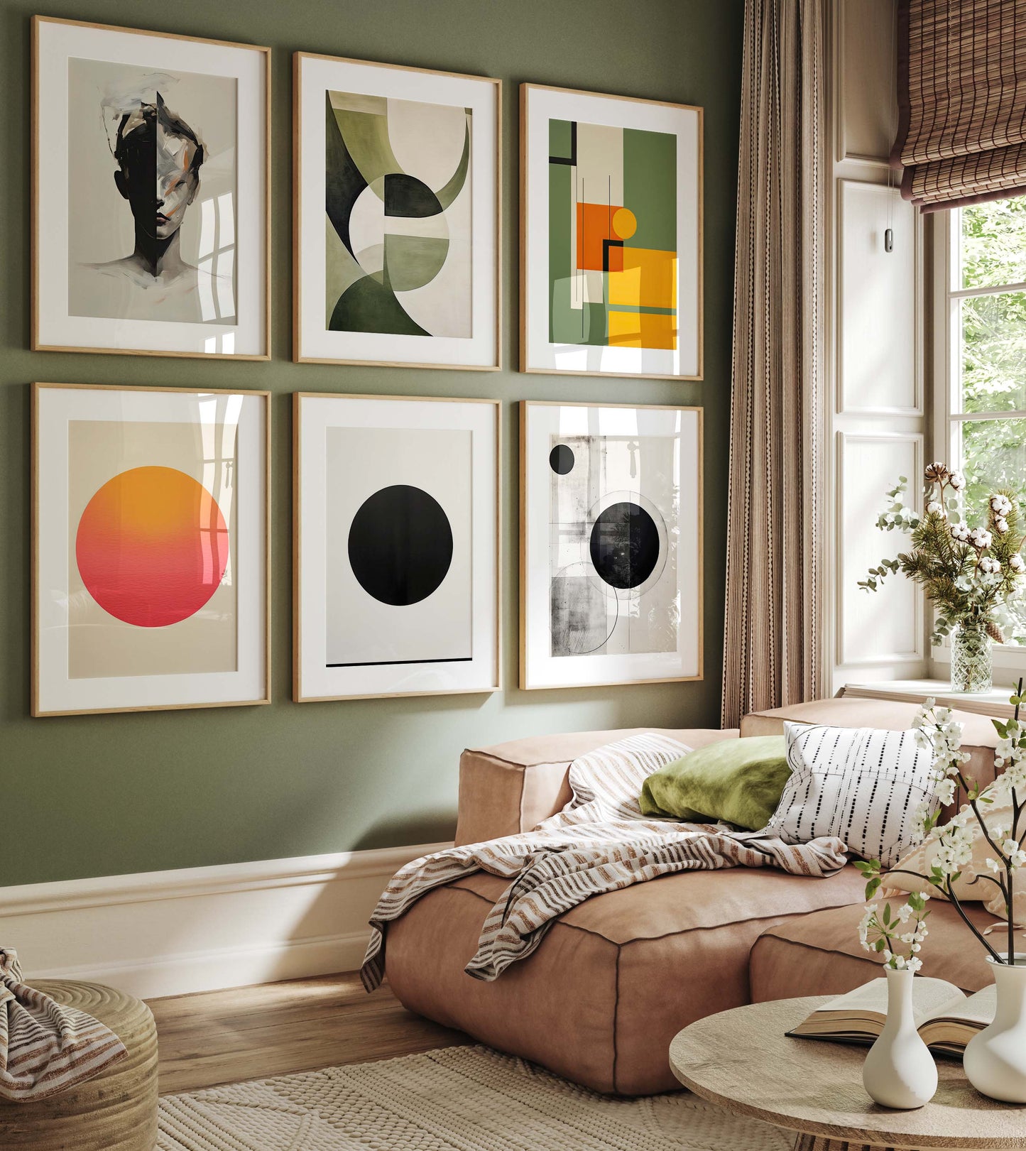 Geometrische Abstrakte Poster · Geschenkidee · Moderne Schwarz Beige Wandkunst mit Minimalistischem Design · Print ohne Rahmen