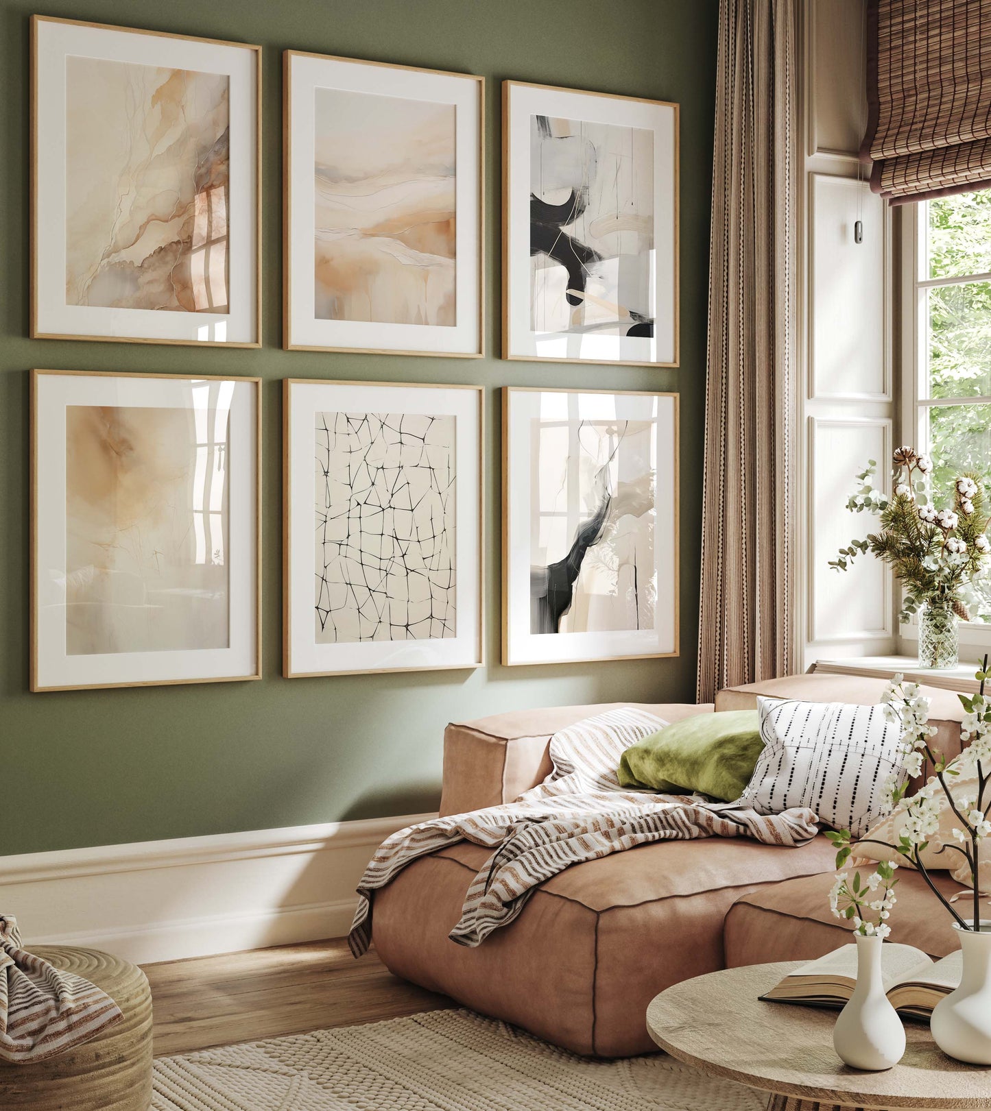 Abstrakte Beige Schwarz Poster · Geschenkidee · Künstlerische Linienzeichnungen und Moderne Strukturkunst in Neutralen Naturtönen · Dekoprint ohne Rahmen