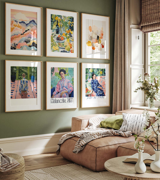Mediterrane Kunst Poster · Geschenkidee · Moderne Porträts Stillleben und Farbenfrohe Illustrationen · Dekoprint ohne Rahmen