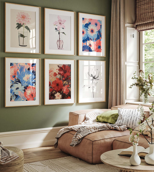 Blumen Poster · Geschenkidee · Moderne Blütenillustrationen und Ausdrucksstarke Floralkunst · Dekoprint ohne Rahmen