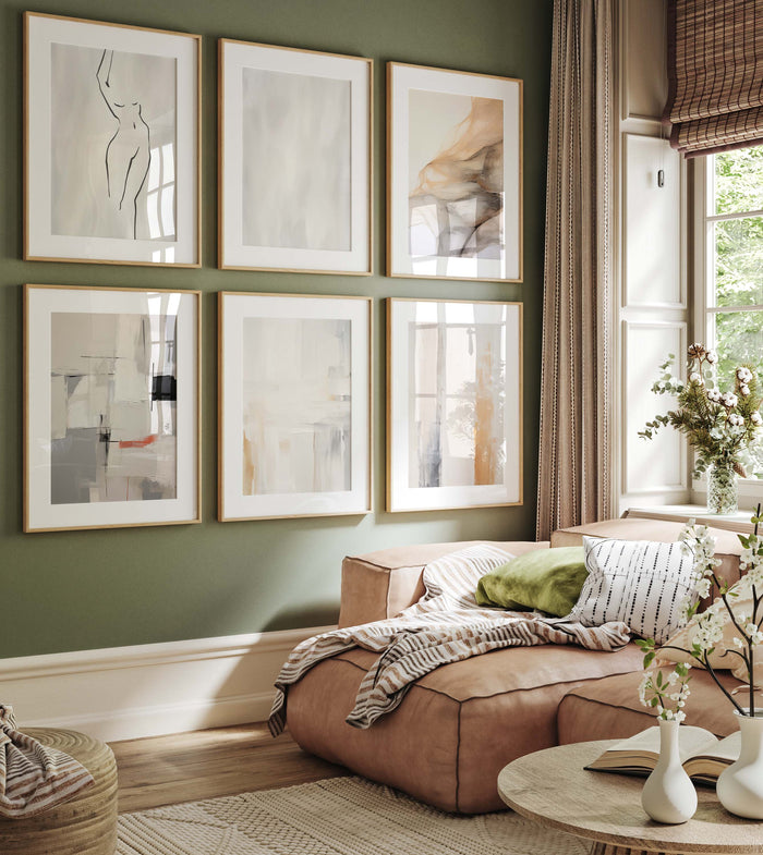 Linienkunst-Poster in Beige und Grau