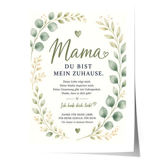 Muttertag Poster Mama Eukalyptus · Geschenk für Mama · Liebe Spruch Poster · Boho Wanddeko · Print ohne Rahmen