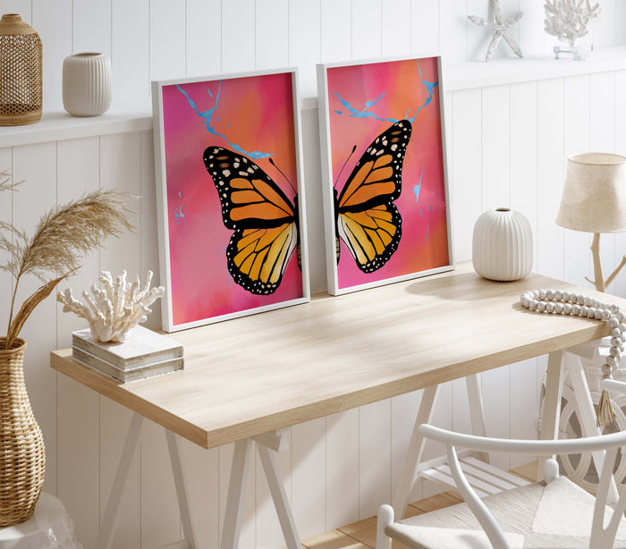 JUSTGOODMOOD Orange Butterfly Poster – Edle Wanddeko