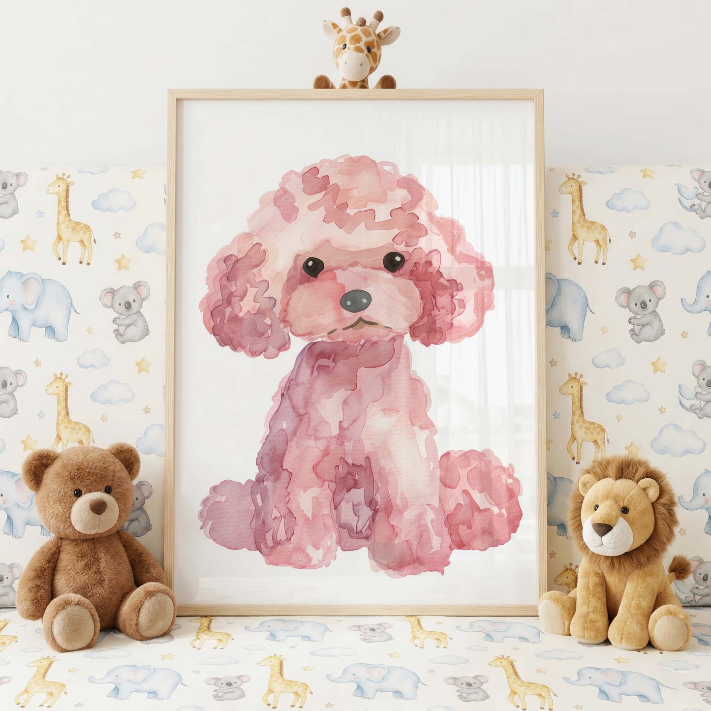 Hunde Poster · Geschenkidee · Niedliche Illustration mit Cavalier, Welpe und Pudel · Kinderzimmer Deko · Dekoprint ohne Rahmen