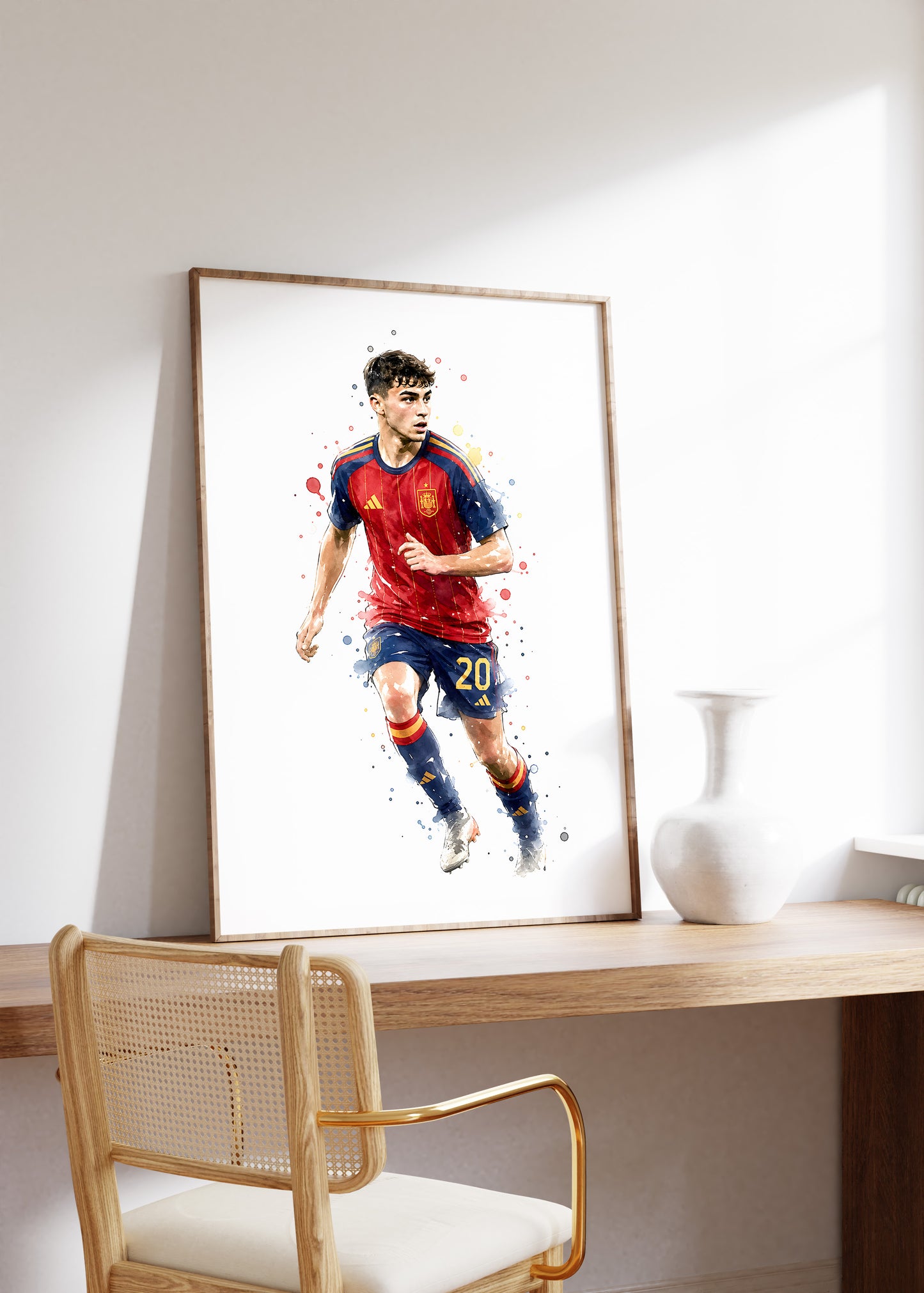 Fußball Poster Spanien Spieler · Geschenkidee · Aquarell Sport Wandbild · Deko Print ohne Rahmen