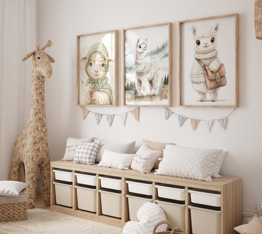 Süßes Alpaka Poster · Geschenkidee · Aquarell Tier Illustration Style Design · Kinderzimmer Wanddeko · Print ohne Rahmen