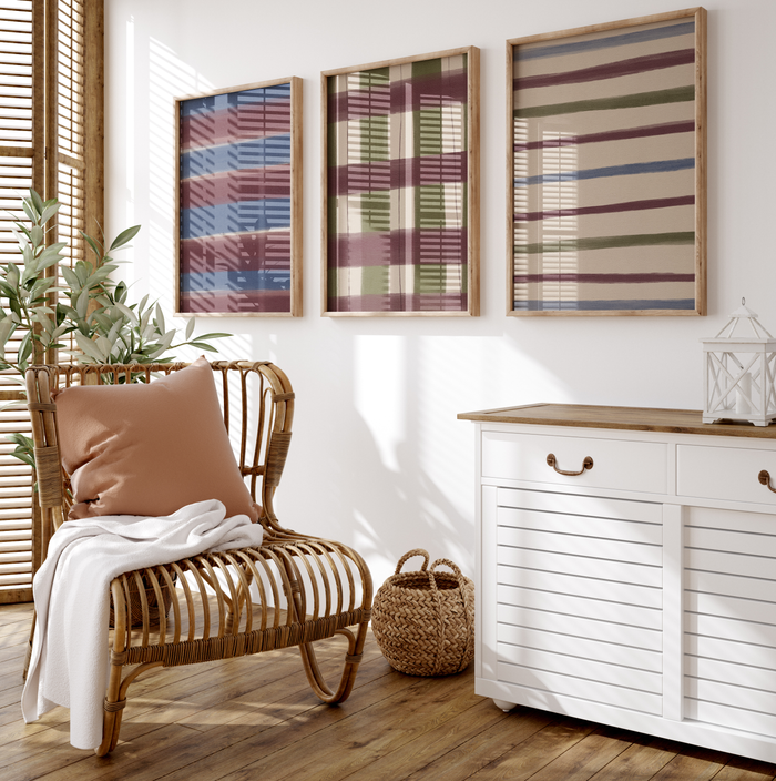 Geschenkidee · Streifen und Karomuster Poster Ästhetische Geometrische Prints · Dekoprint ohne Rahmen | JUSTGOODMOOD