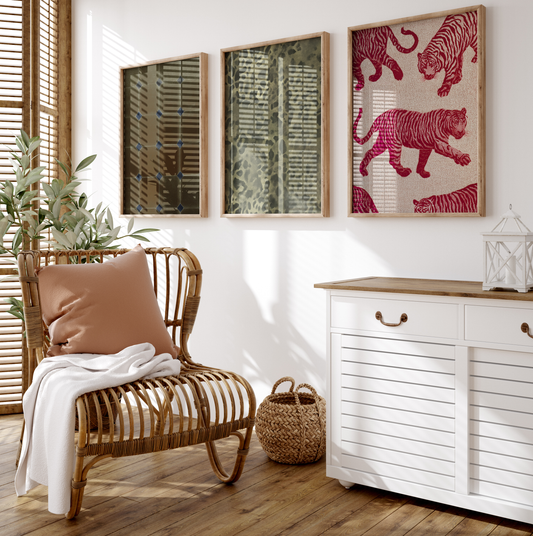 Fliesen Design Poster · Geschenkidee · Antike Muster Fliesen Naturtexturen Animal Print · Dekoprint ohne Rahmen