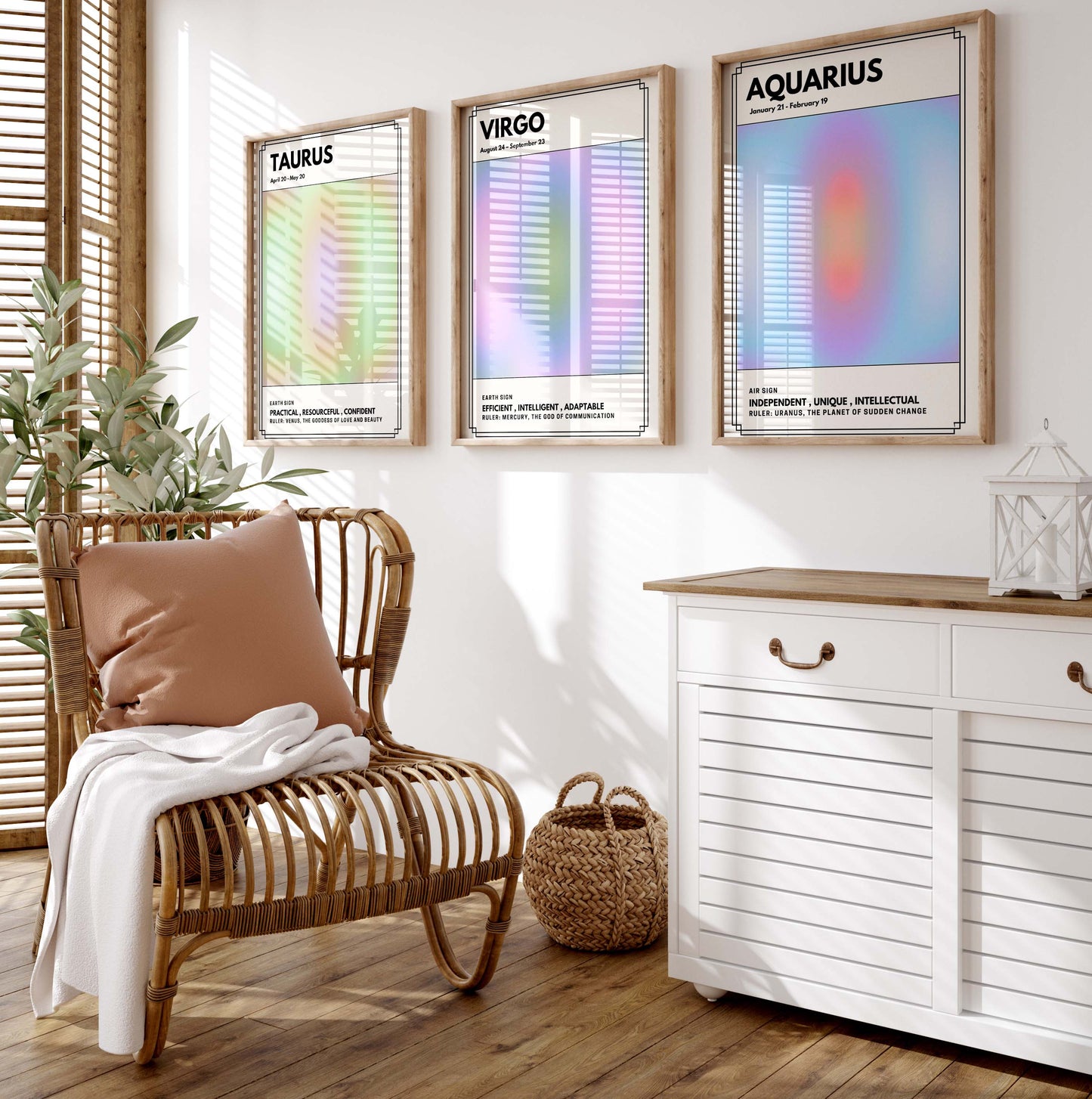 Minimalistische Sternzeichen Poster · Geschenkidee · Wassermann, Widder, Krebs, Steinbock, Zwillinge, Löwe · Dekoprint ohne Rahmen