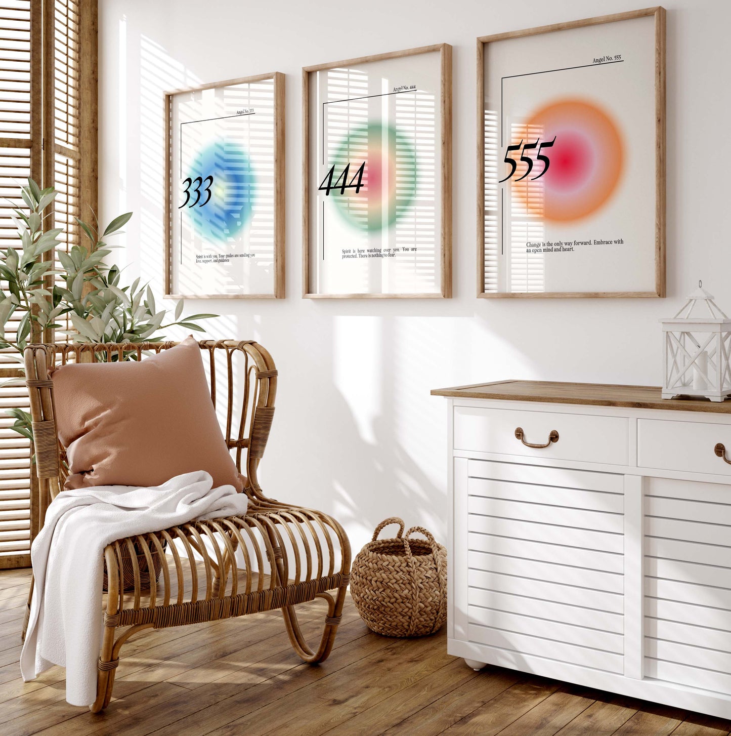 Engelszahlen Poster · Geschenkidee · Spirituelle Zahlenkunst mit Aura Farben · Meditation Deko · Dekoprint ohne Rahmen