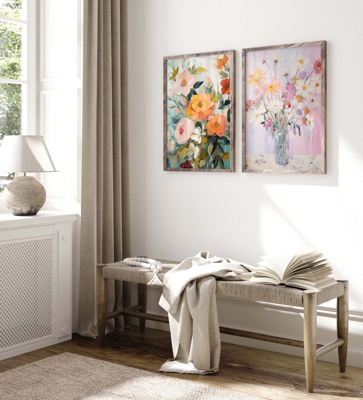 Blumen Poster · Geschenkidee · Romantische Wildblumen und Pastellblüten in Künstlerischer Aquarellmalerei · Dekoprint ohne Rahmen